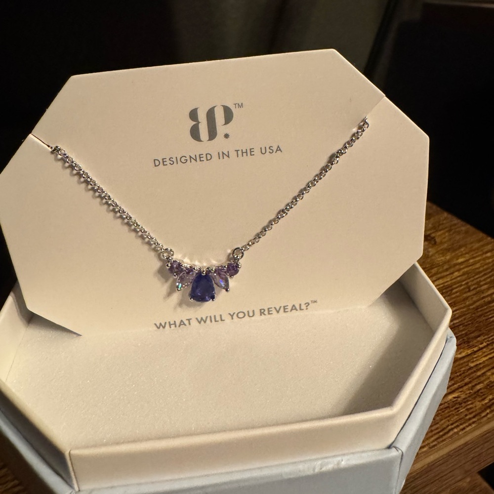 Lab created dark amethyst and genuine quartz necklace